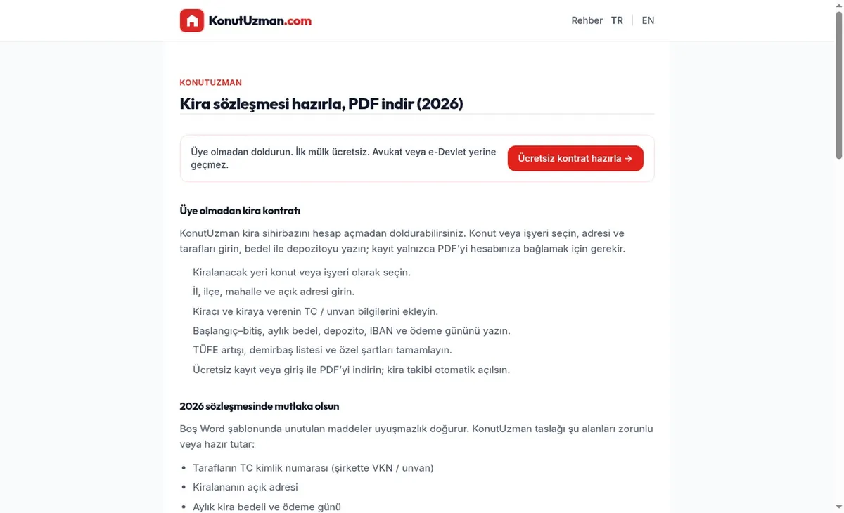 Kira Kontratı Hazırlama | KonutUzman screenshot