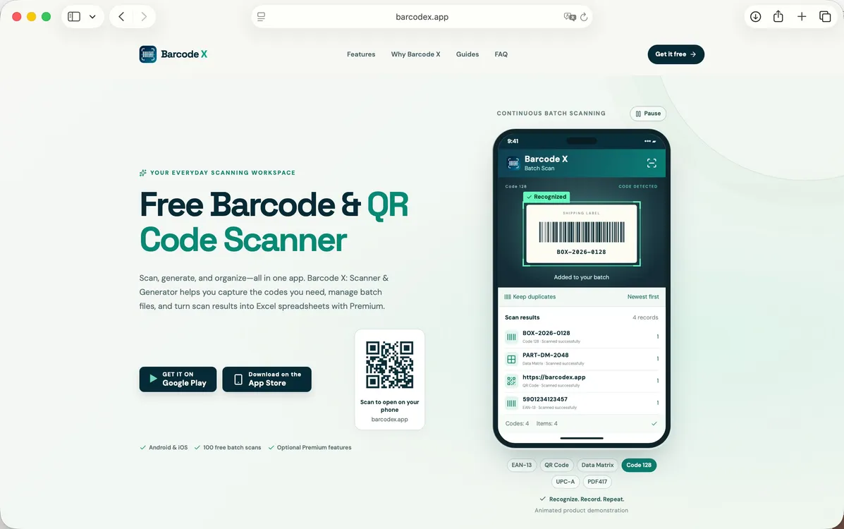 Barcode X: Scanner & Generator screenshot
